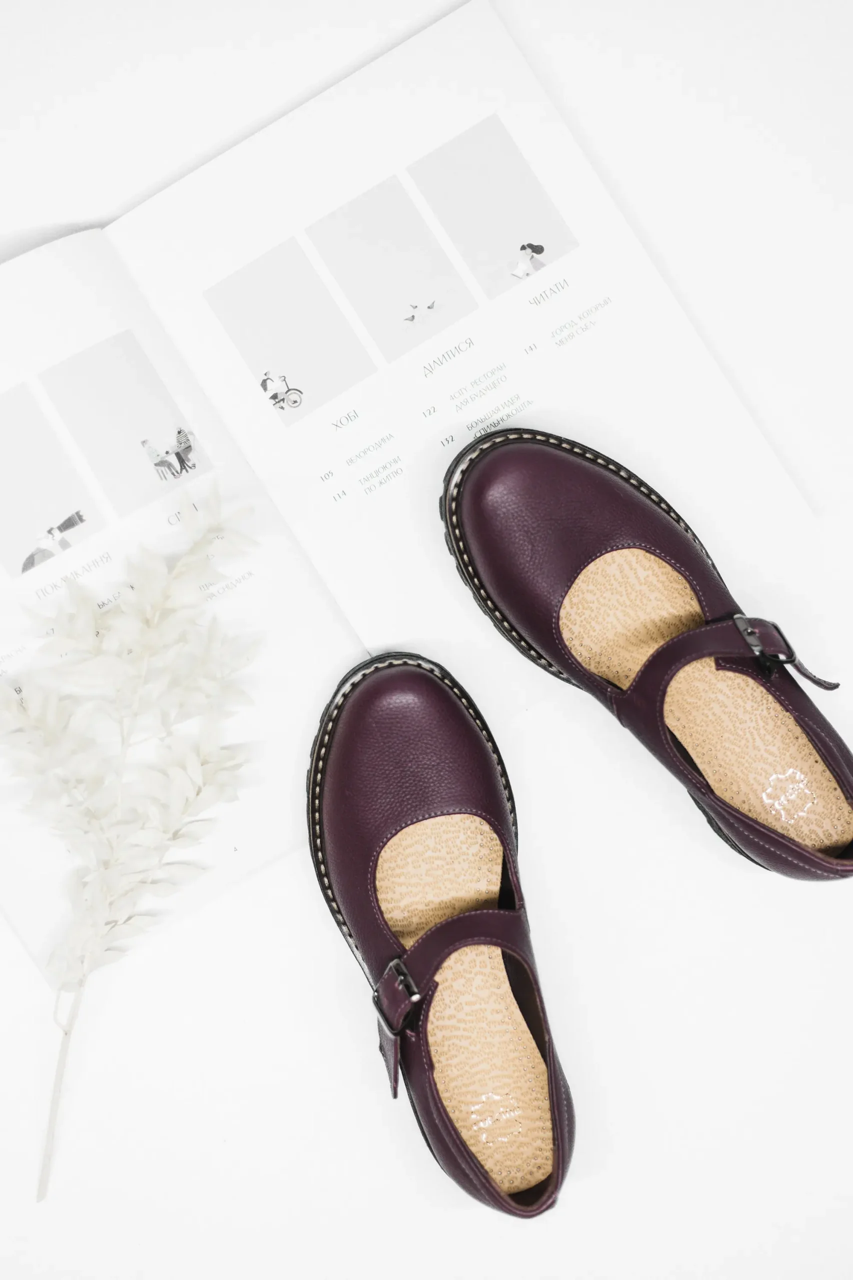 Burgundy Leather Women’s Mary Jane Flats Burgundy Leather Women’s Mary Jane Flats
