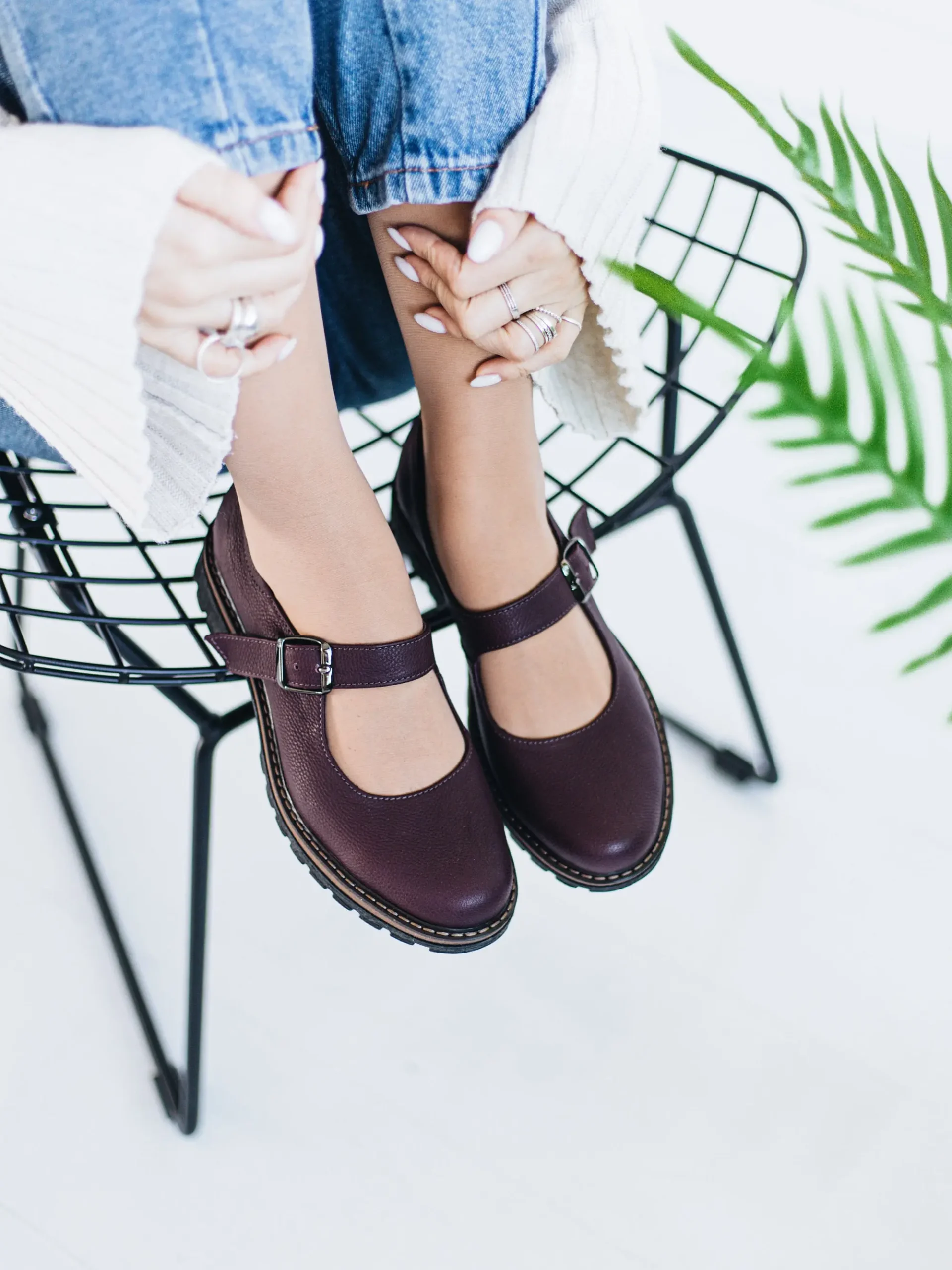 Burgundy Leather Women’s Mary Jane Flats Burgundy Leather Women’s Mary Jane Flats