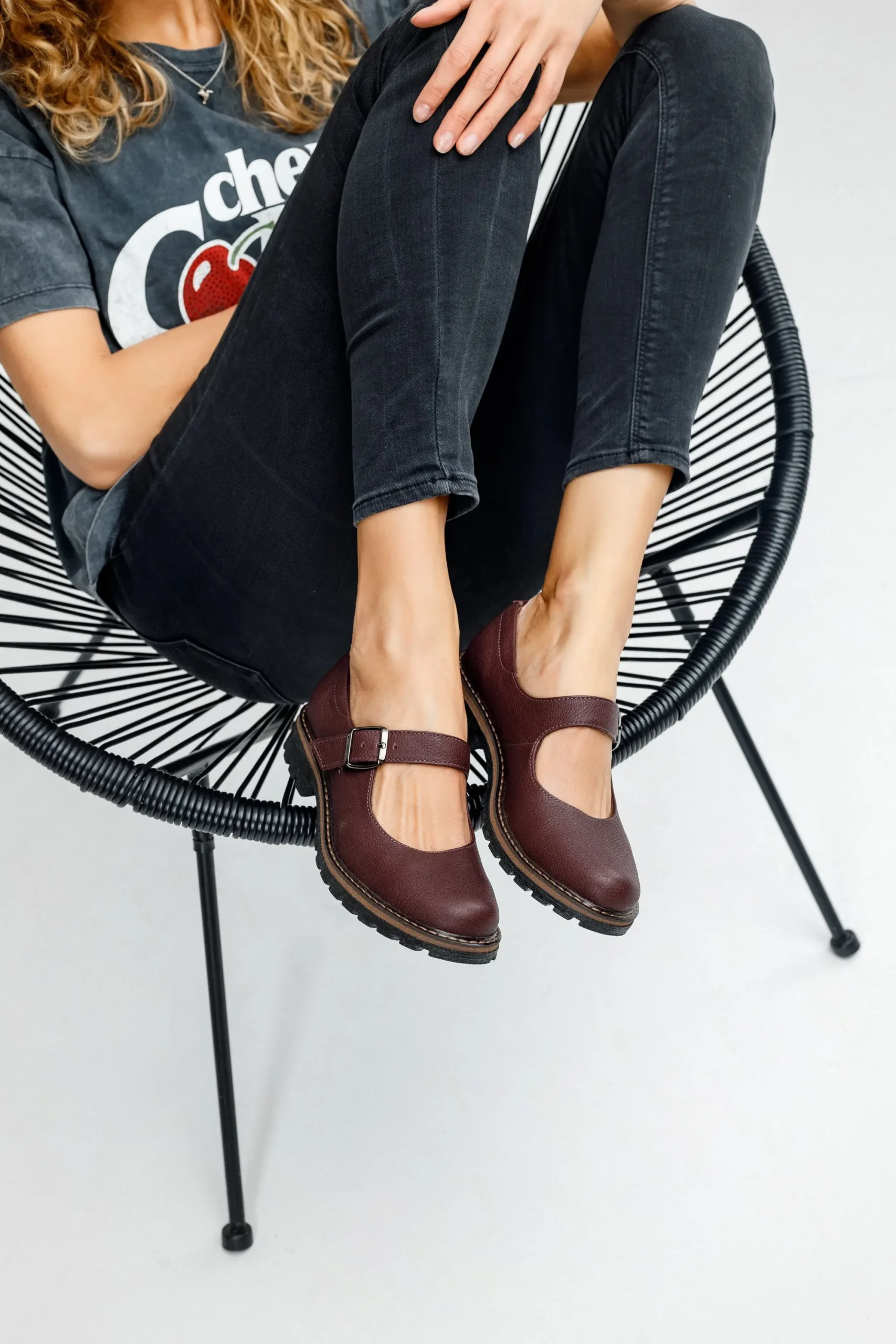 Burgundy Leather Women’s Mary Jane Flats Burgundy Leather Women’s Mary Jane Flats