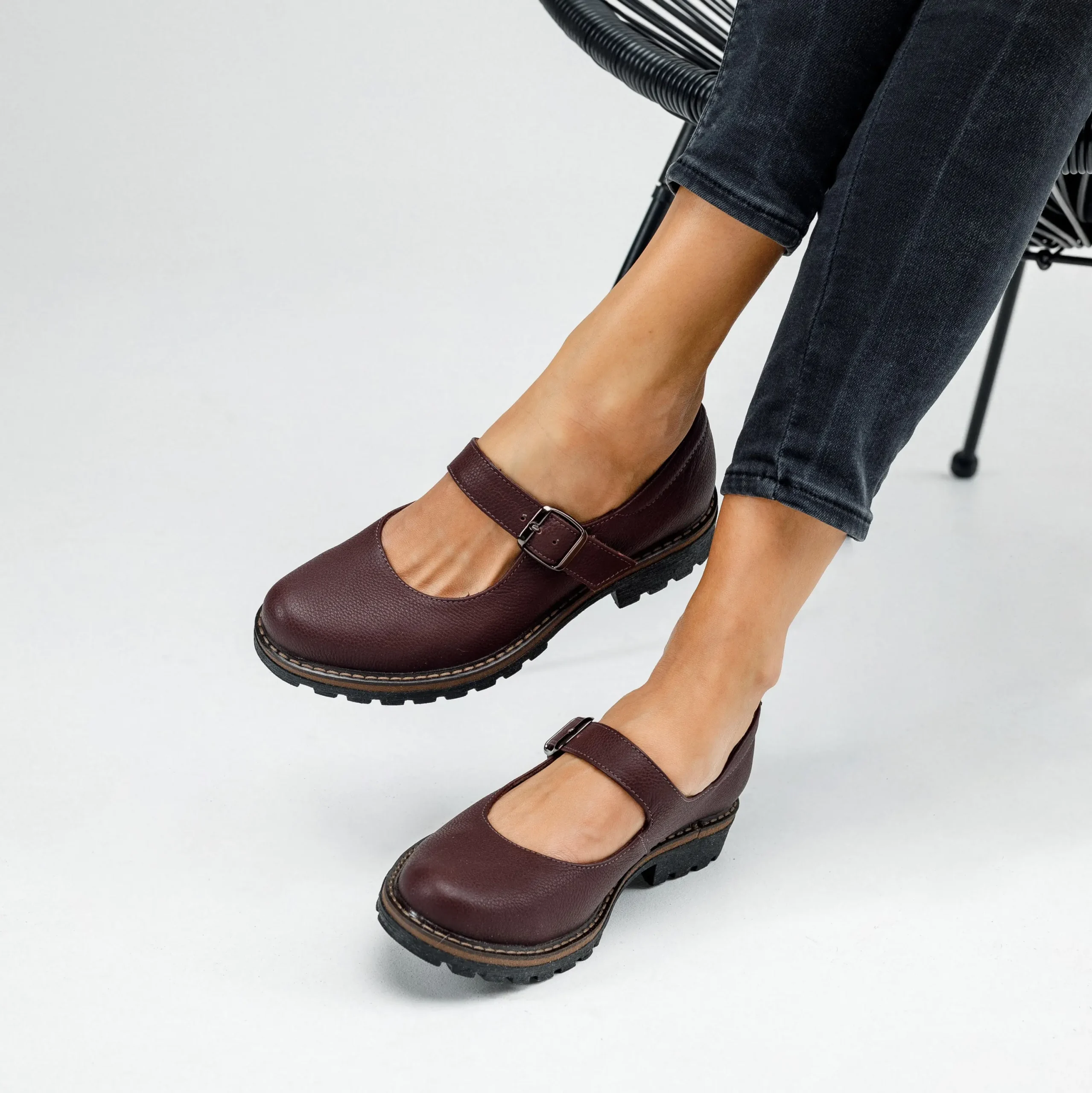 Burgundy Leather Women’s Mary Jane Flats Burgundy Leather Women’s Mary Jane Flats