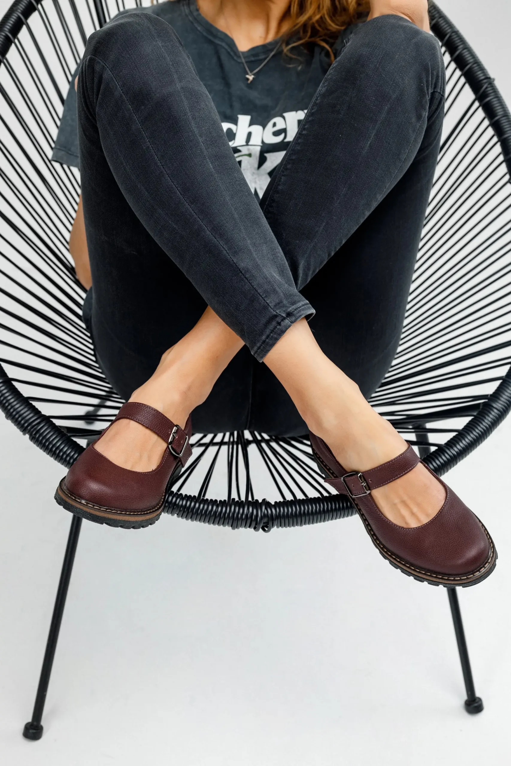 Burgundy Leather Women’s Mary Jane Flats Burgundy Leather Women’s Mary Jane Flats