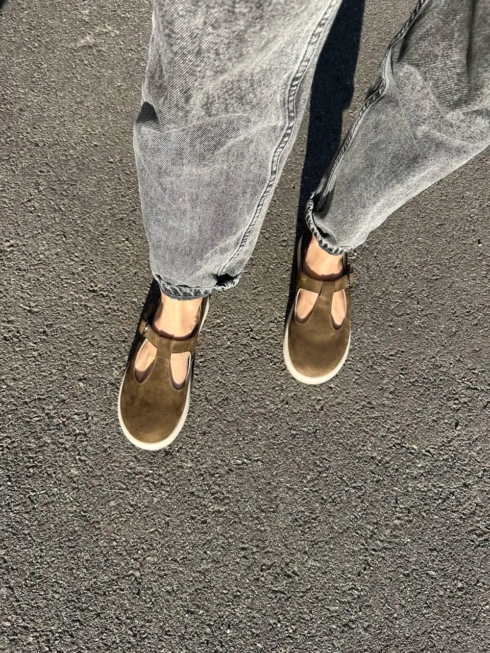 Olive Suede Mary Janes: Wide Toe Box T-strap Flats Olive Suede Mary Janes: Wide Toe Box T-strap Flats