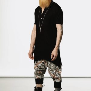 Men's Bamboo Kurta Shirt: Asymmetrical Boho Tunic Top