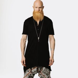 Men's Bamboo Kurta Shirt: Asymmetrical Boho Tunic Top