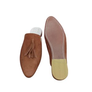 Women’s Bleu Leather Mules Handmade Pointed Toe Slip