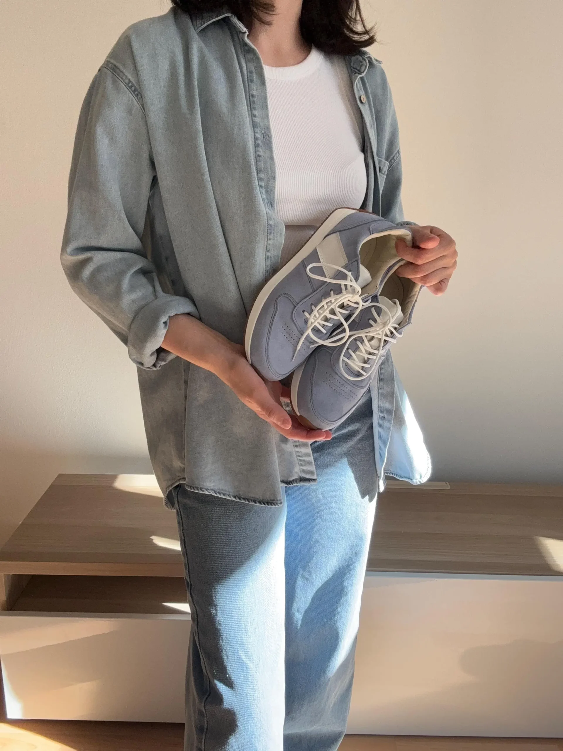 Handmade Retro Light Blue Suede Sneakers Women S Handmade Retro Light Blue Suede Sneakers Women S