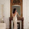 Silk Satin Cowl Back Maxi Dress Elegant Ivory